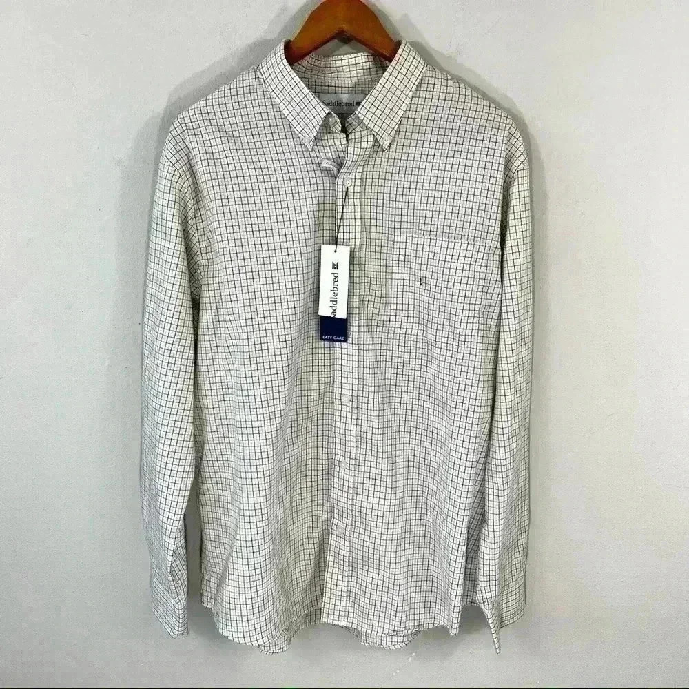 NWT Saddlebred classic fit plaid long sleeve collared dress shirt